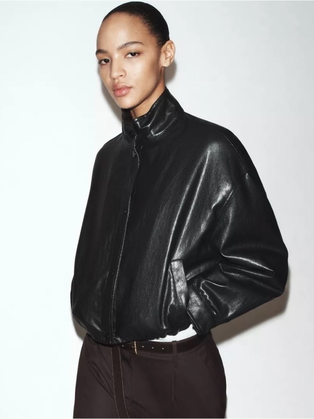 NWT - Zara Faux Leather Bomber Jacket